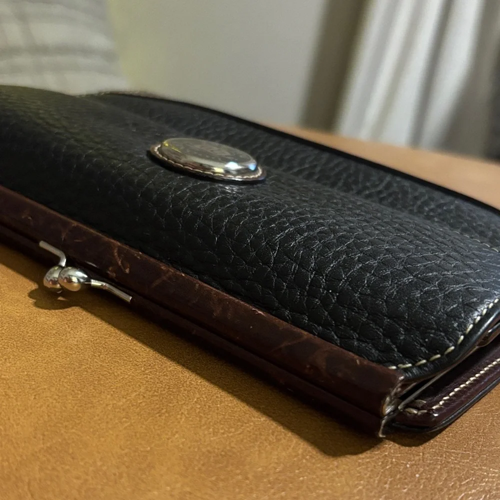 Dooney & Bourke Black Leather Wallet with Gold Accent